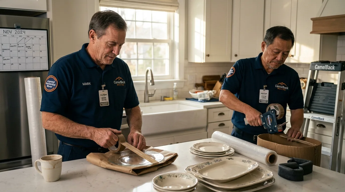 Professional crew packing kitchen dishware in Blountville, TN